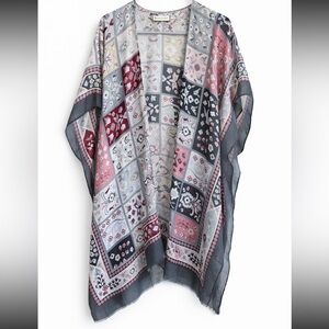 Boho Patchwork Floral Kimono | Lightweight Open Front | One Size